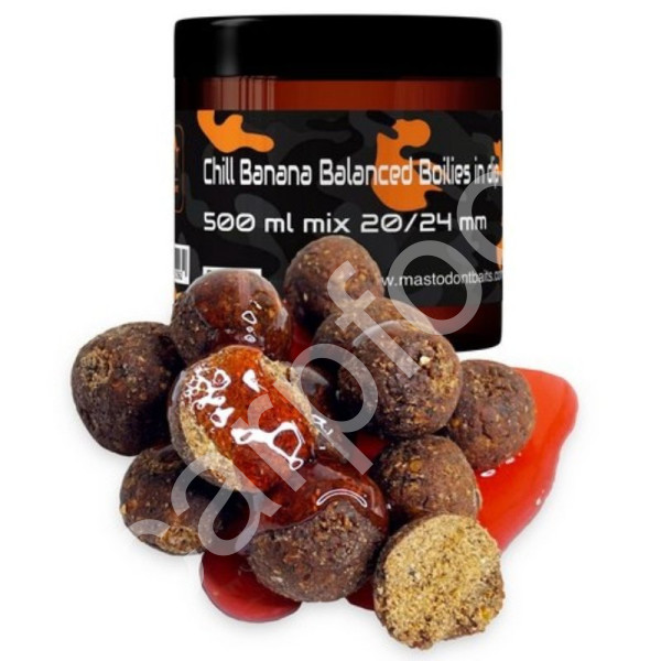 Chill Banana Balanced Boilies in dip 500ml mix 20/24mm (1)