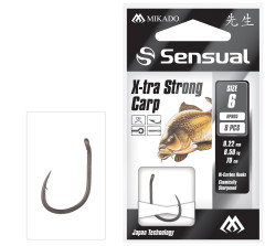 MIKADO NAVÁZANÉ HÁČKY - SENSUAL - X-TRA STRONG CARP NO 8 DB / VLASEC: 0.20mm/70cm - 8 KS