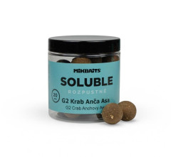 MIKBAITS Rozpustné SOLUBLE boilie 250ml -G2 Krab Ančovička Asa 20mm